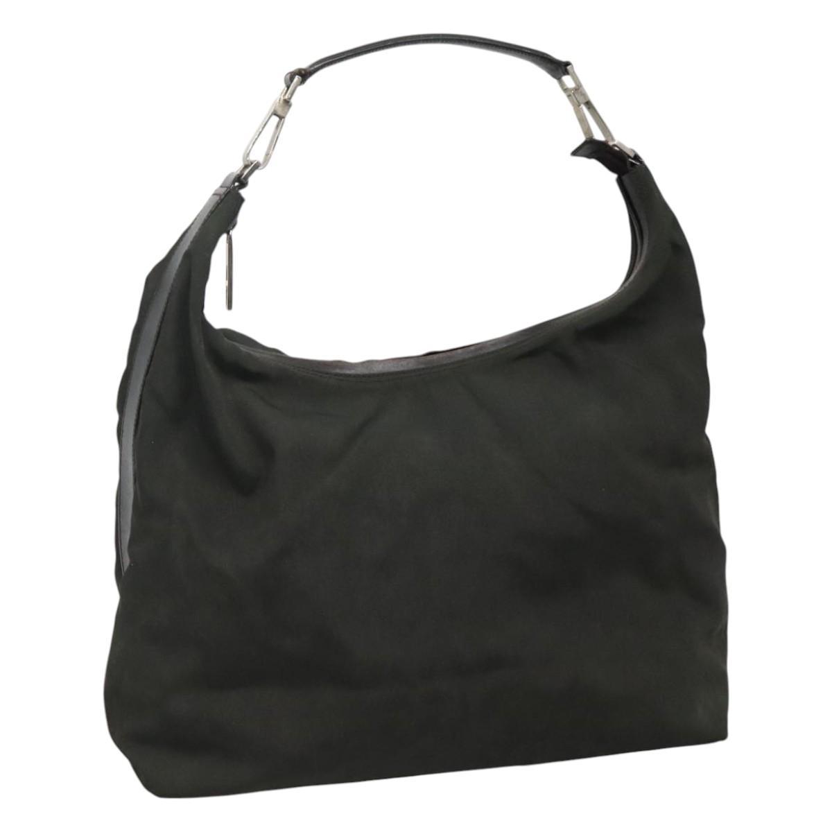 Gucci Shoulder Bag Canvas Khaki Auth Ti2779